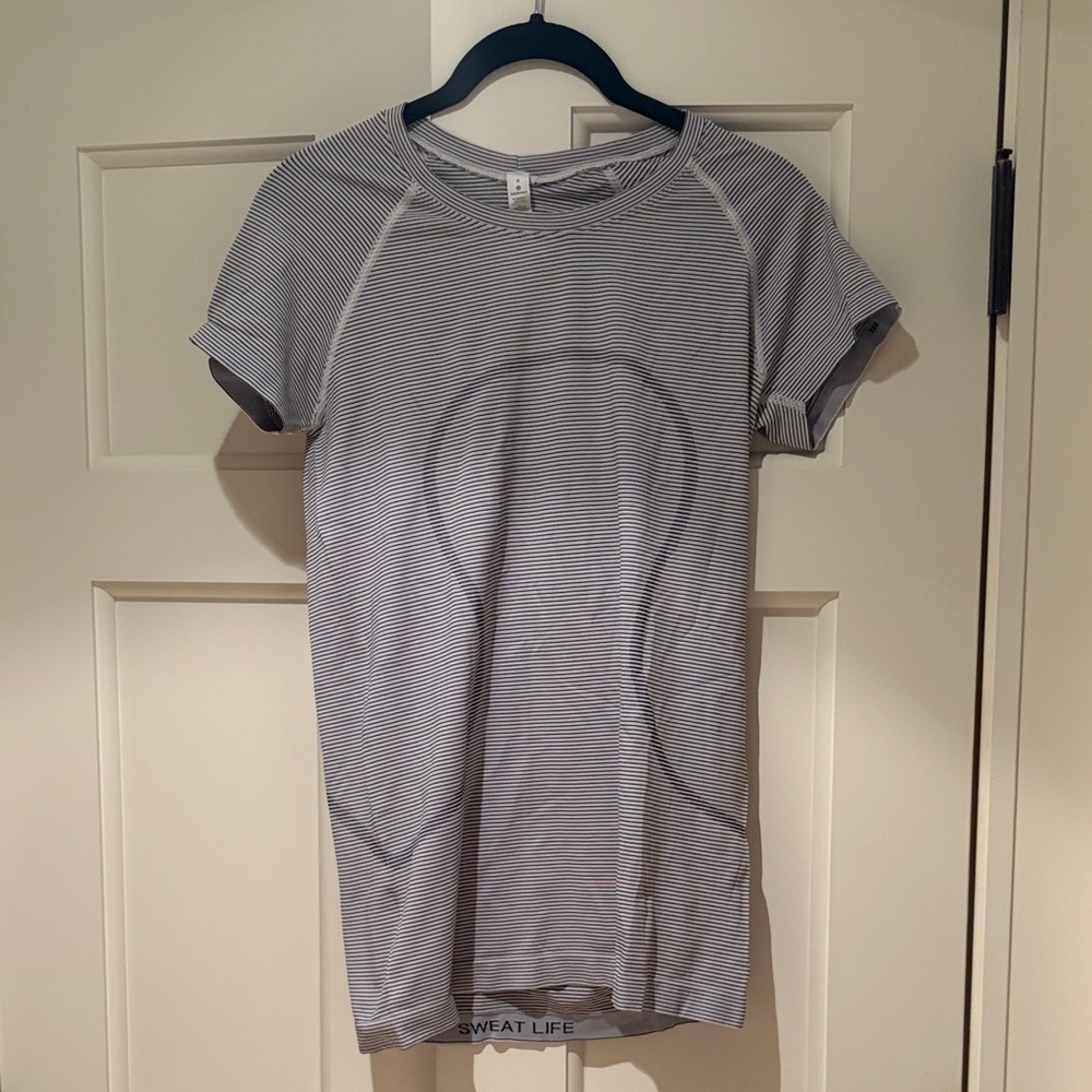 Striped Short Sleeve Lululemon Top Size 8